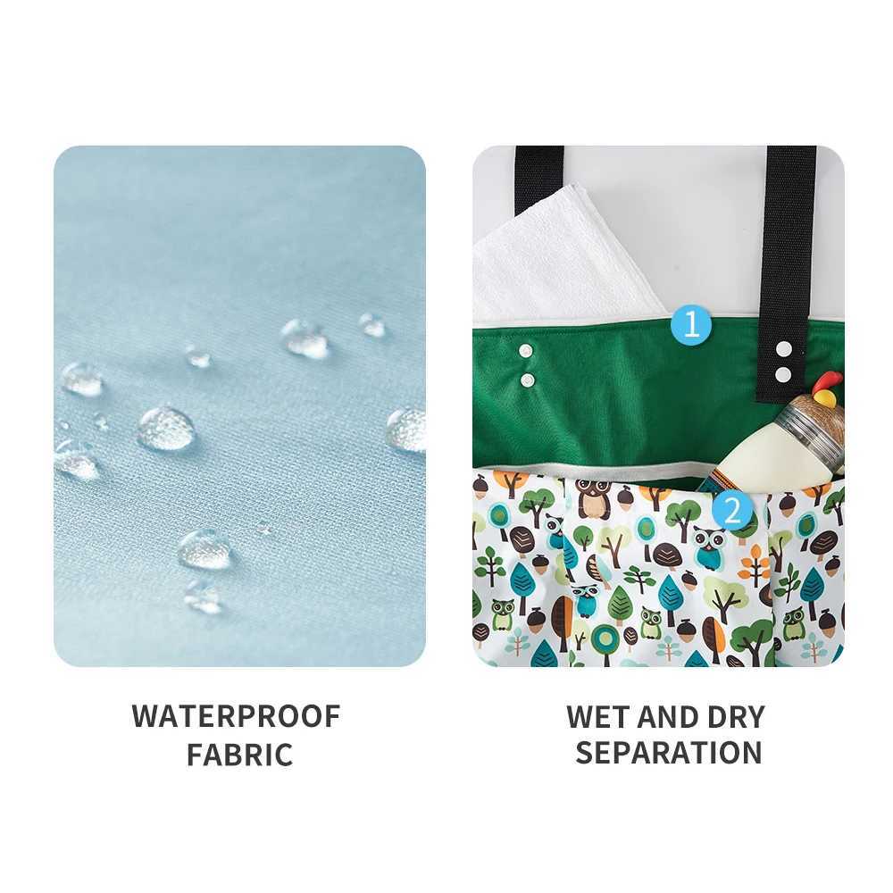 Happyflux large hanging wet bag waterproof baby cloth diaper pajama bag washable dry wet separation mother bag 55 * 40cm W240812