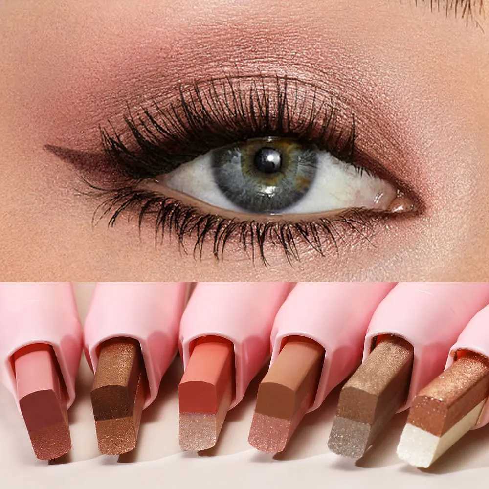 2-Colour Eyeshadow Pencil Shimmer Gradient Lazy Eyeshadow Stick Nude Matte Rotatable Natural Combination Waterproof Quick MakeupCL240812