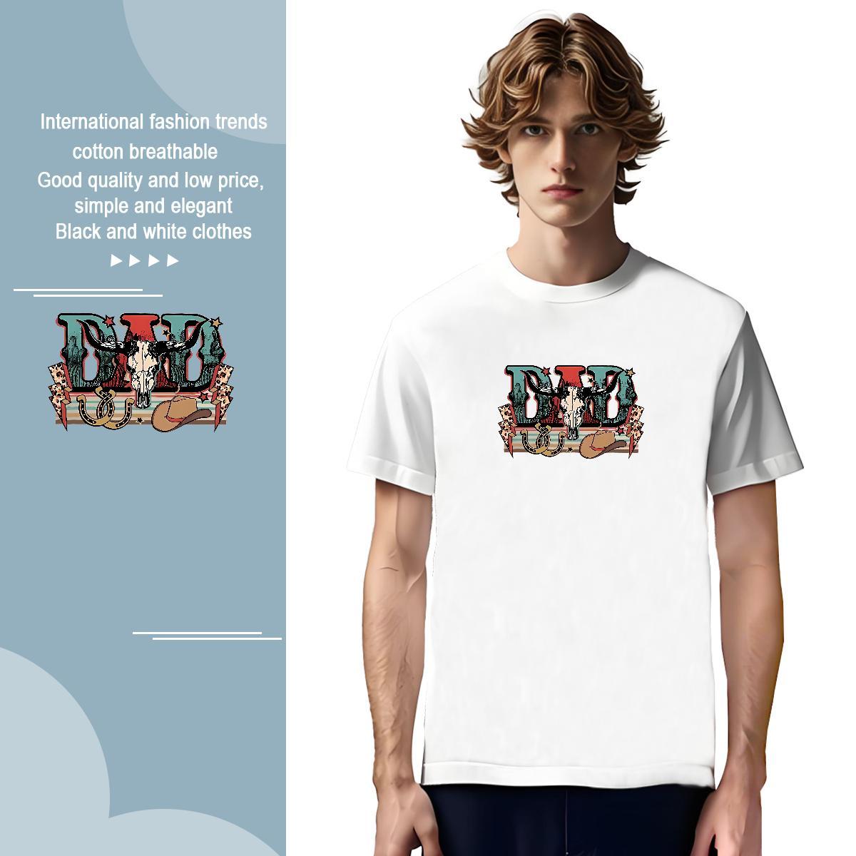 Popular Tshirts letter 230g 100% Cotton Spring Summer Pure Cotton T-Shirts for Men DIY Printed New Tops Tees