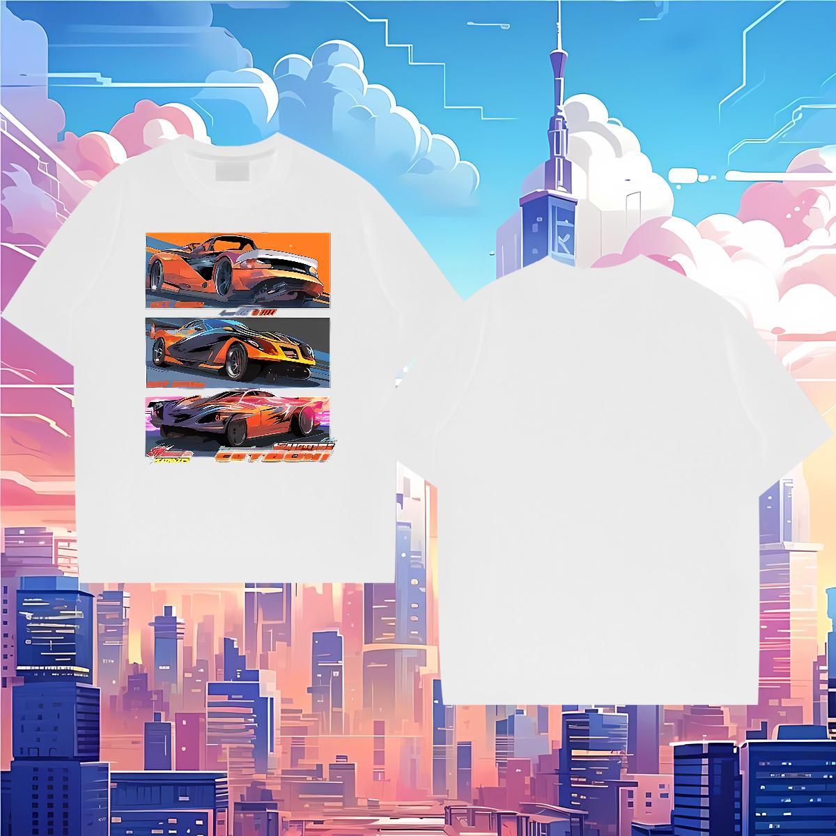 Cool Design Men Tees car 100% Cotton 230g Casual Breathable Crew Neck Man T Shirts Skull Fashion New Clothings