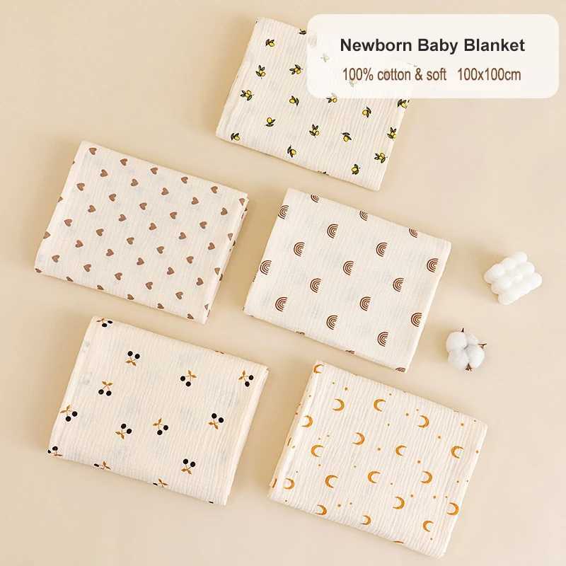 Ins baby blanket plain bed sheet 2-layer cotton blanket for newborn bath towels summer bedding baby soft blanketW240810