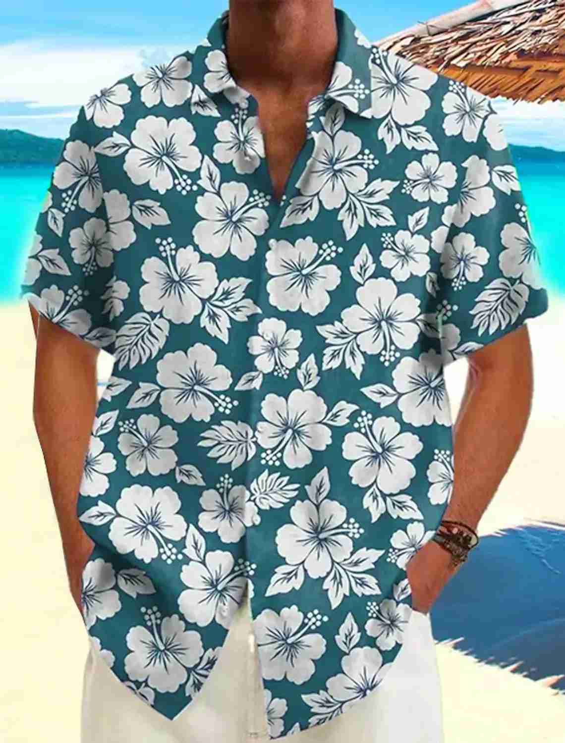 Mens Shirts Summer Hawaiian Shirt Casual Shirt Beach Shirt Short Sleeve Flower Plants Lapel Hawaiian Holiday Clothing ApparelXJ240812