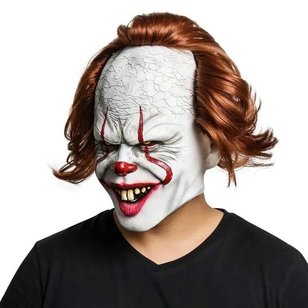 Jokers Revenge Luminescent Pennywise horror latex mask Halloween Cos Batman Joker LED glowing skull party cosplay mask props W240809