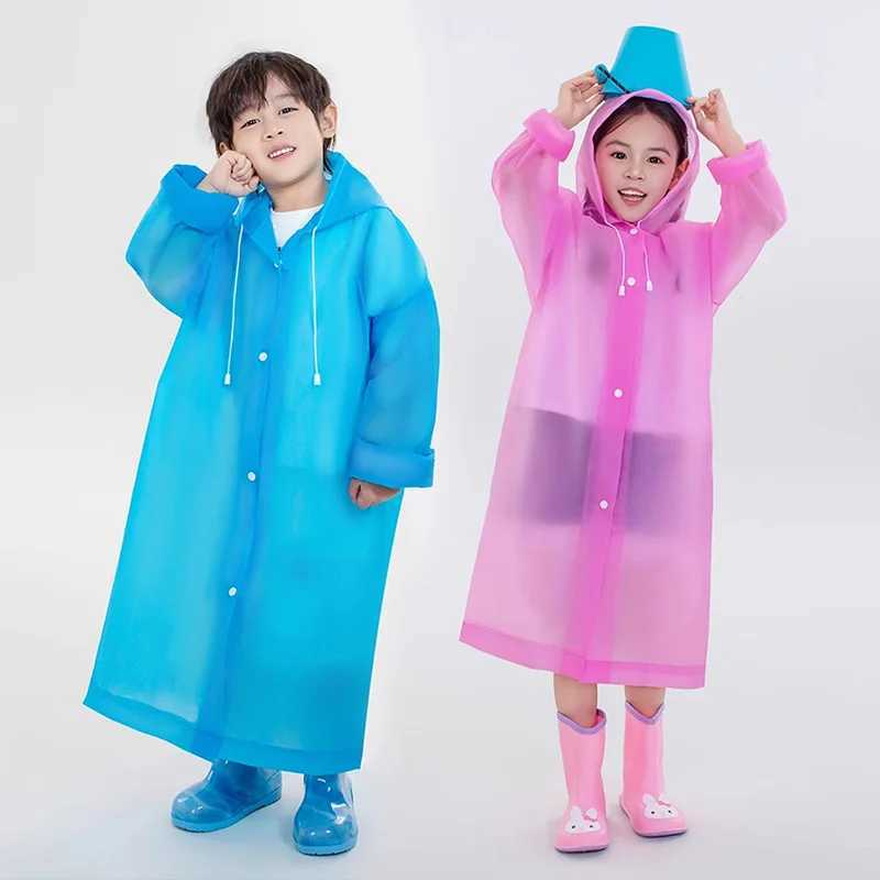 Children Rain Poncho Non-Disposable Travel Rain Gear Coat Outdoor Hiking Accessories Child Raincoat Kids Rainwear Waterproof Y240813