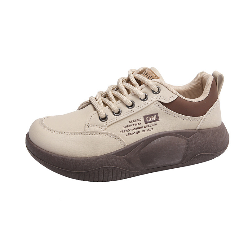 Ddmysports White For Women Autumn New Student Korean Edition Ins Trendy Versatile Thick Soled Le Fu Casual Shoes XQ Outdoor