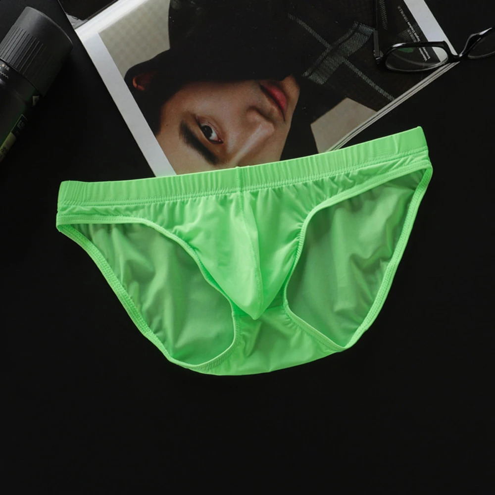 4PCS Mens Underwear Summer Ultra Thin Ice Silk Briefs Transparent Quick-dry Underpants Large Size Sport Shorts Panties M-4XL 240812