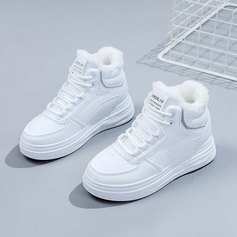 Ddmysports W Inner Eight Increase Women S New Trendy Thick Bottom Autumn Winter Plush White Shoes Outdoor