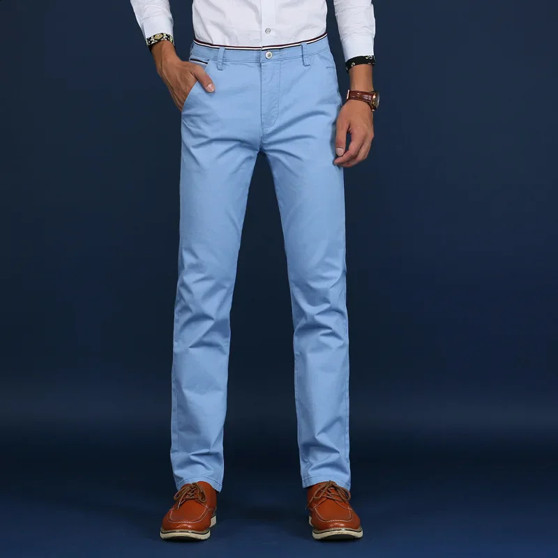 Classic Style Men Spring Summer Thin Casual Pants Fashion Business Cotton Solid Color Office Trousers High Quality Men Trousers 240813