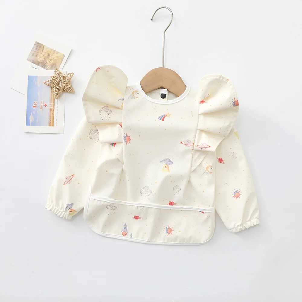 Bibs Burp Cloths Baby Soft Waterproof Bib Little Boy Girl Painting Smock Child Meal Eating Apron with Long Sleeves Kid Adjustable Feeding BibsL4812