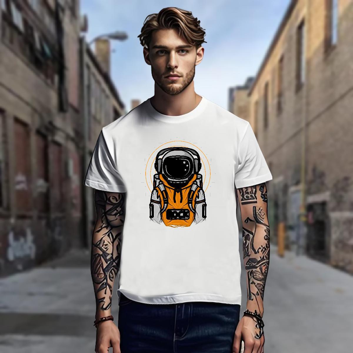 T-Shirts for Men 230g Cotton cosmonaut Hip Hop Street Breathable Soft Custom Printing Men Tshirts Stylist Cool Design Top Tees