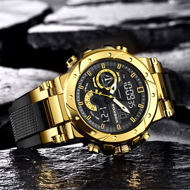 LIGE Dual Display New Men's Waterproof Multi functional Watch Outdoor Sports Alarm Clock Night Light Electronic Watch Watch for teenagers