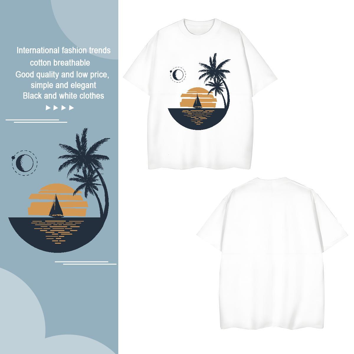 T Shirt For Man 230g Pure Cotton tree Anime Printing Street Breathable Short Sleeve Customized Print Men Tops Tees Wholesale Soft Tshirts