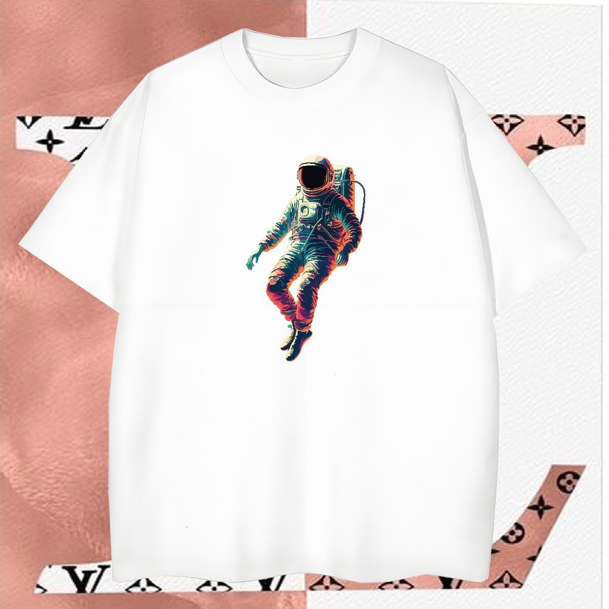 T-Shirts 230g Cotton cosmonaut Hip Hop Breathable Soft Floral Print Tshirts Fashion Designer Brand Tee Shirt
