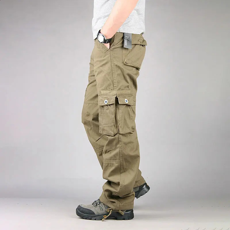 Spring and autumn mens cargo pants cotton casual multi pocket Pantalon fashion tactical 240812