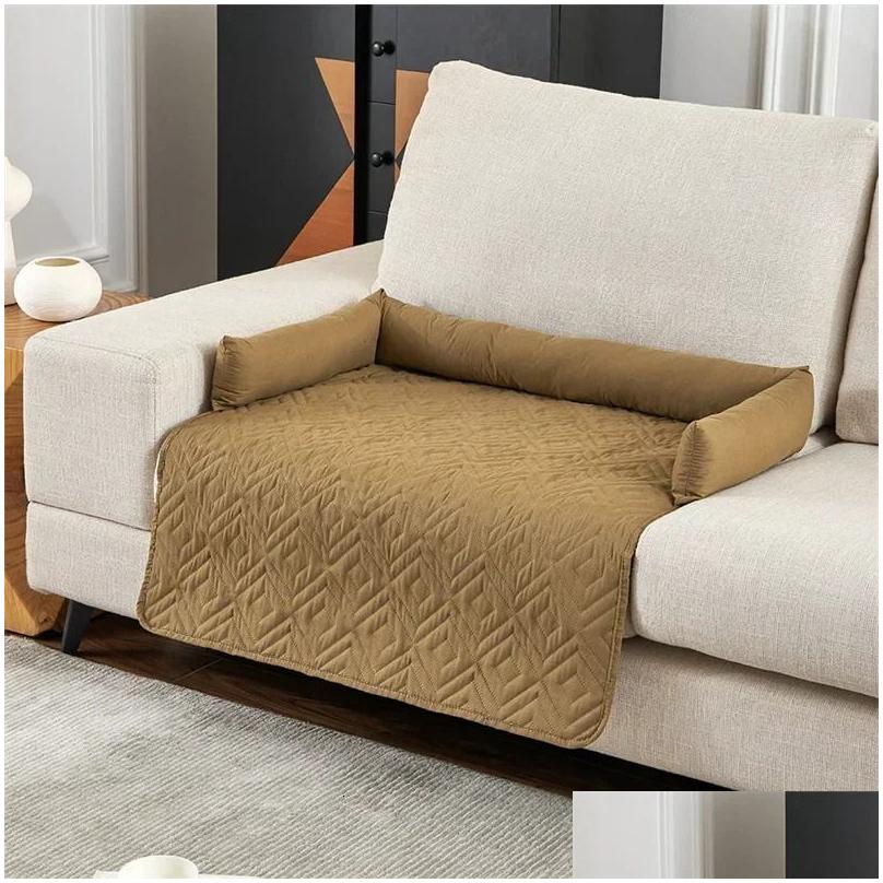 Kennels Pens Waterproof Dog Sofa Couch Er Pet Bed Blanket Mat Pad With Neck Pillow Washable Cat Calming Nest For Travel Indoor Home 24 Ot5Ms