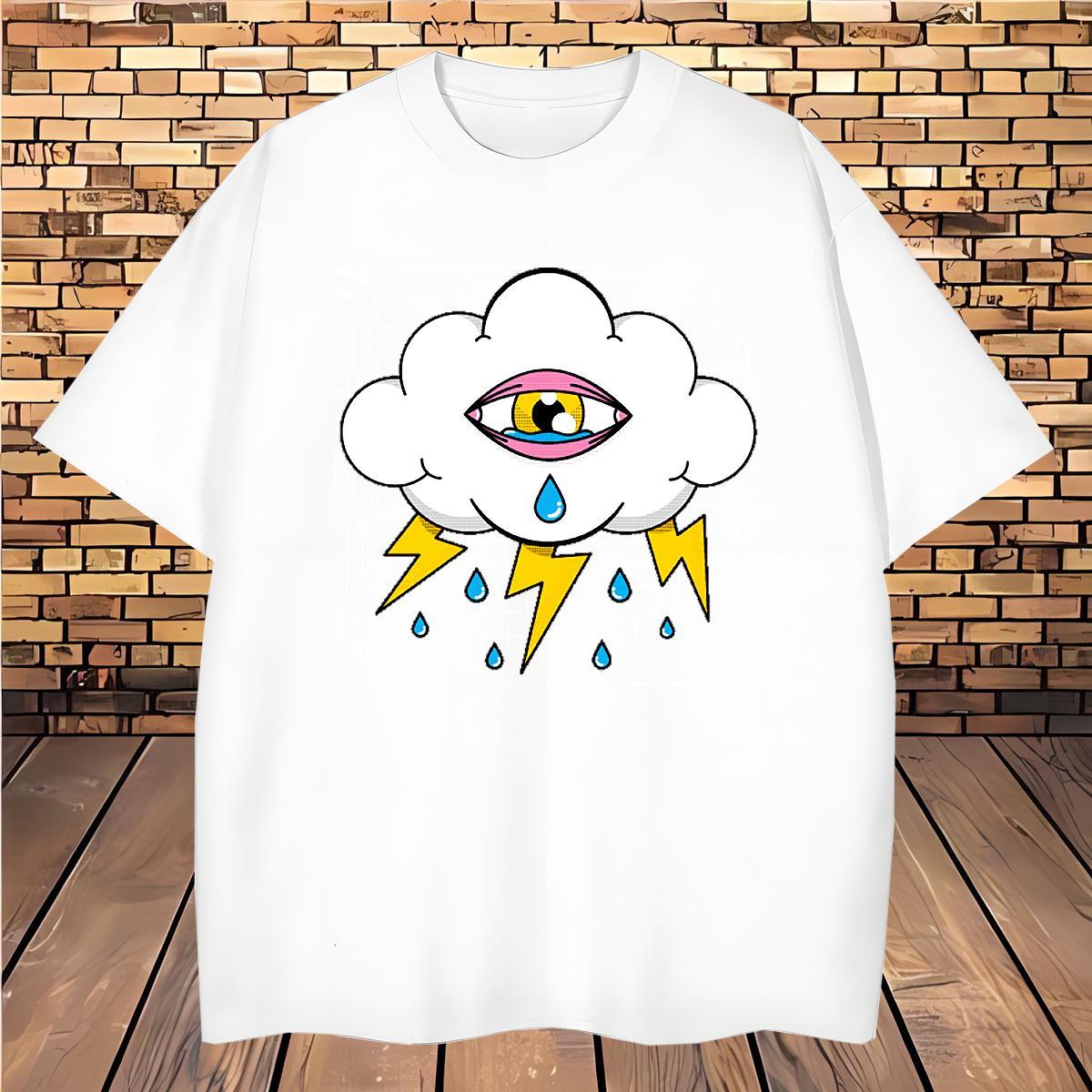 Mens T Shirts 230g Pure Cotton eyes High Street Hip Hop Round Neck Short Sleeve Graphic Mens Tshirts 2024 Loose Tees Shirts