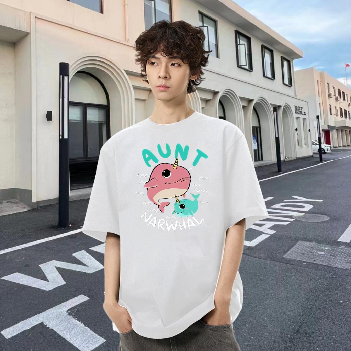 Factory Direct Men Clothes T-Shirt dolphin Spring Summer 100% Cotton 230g Tops Short Sleeve Soft Comfortable Man T Shirts Customized Print