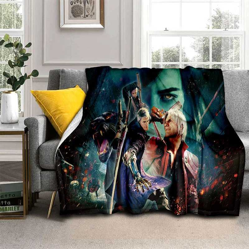 3D DMC Game D-Devil May Cry Gamer BlanketSoft Throw Blanket for Home Bedroom Bed Sofa Picnic Travel Office Cover Blanket KidsXJ240813