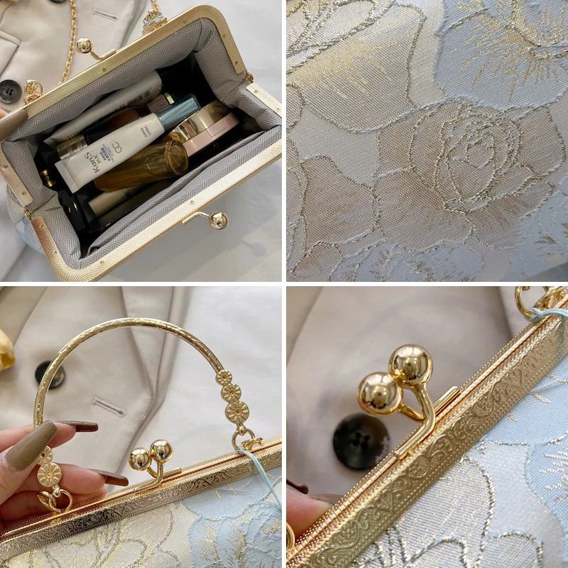Floral print womens shoulder cross bag satin womens handbag elegant womens handbag fashionable tassel messenger clutch wallet 240812