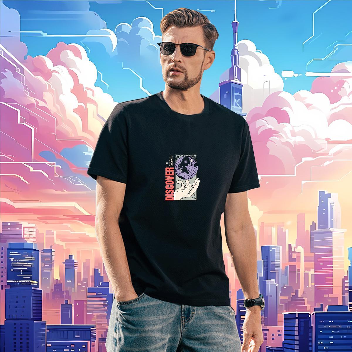 T-Shirts 230g Cotton hands Hip Hop Street Short Sleeve O-Neck Anime Print Men Tees 2024 DIY Designer Tops