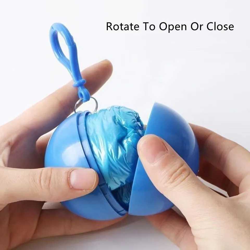Portable Mini Raincoats Ball for Adults Kids Disposable Rain Ponchos Rainwear Cloak Rain Gear Keyring Ball with Hook Y240810
