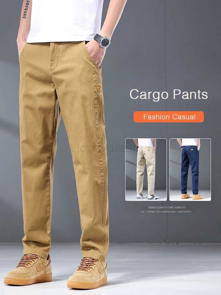 5 Colors Spring Autumn Mens Cargo Pants 97% Cotton Retro Splicing Work Straight Jogger Trousers Loose Casual Brand PantsXJ240813