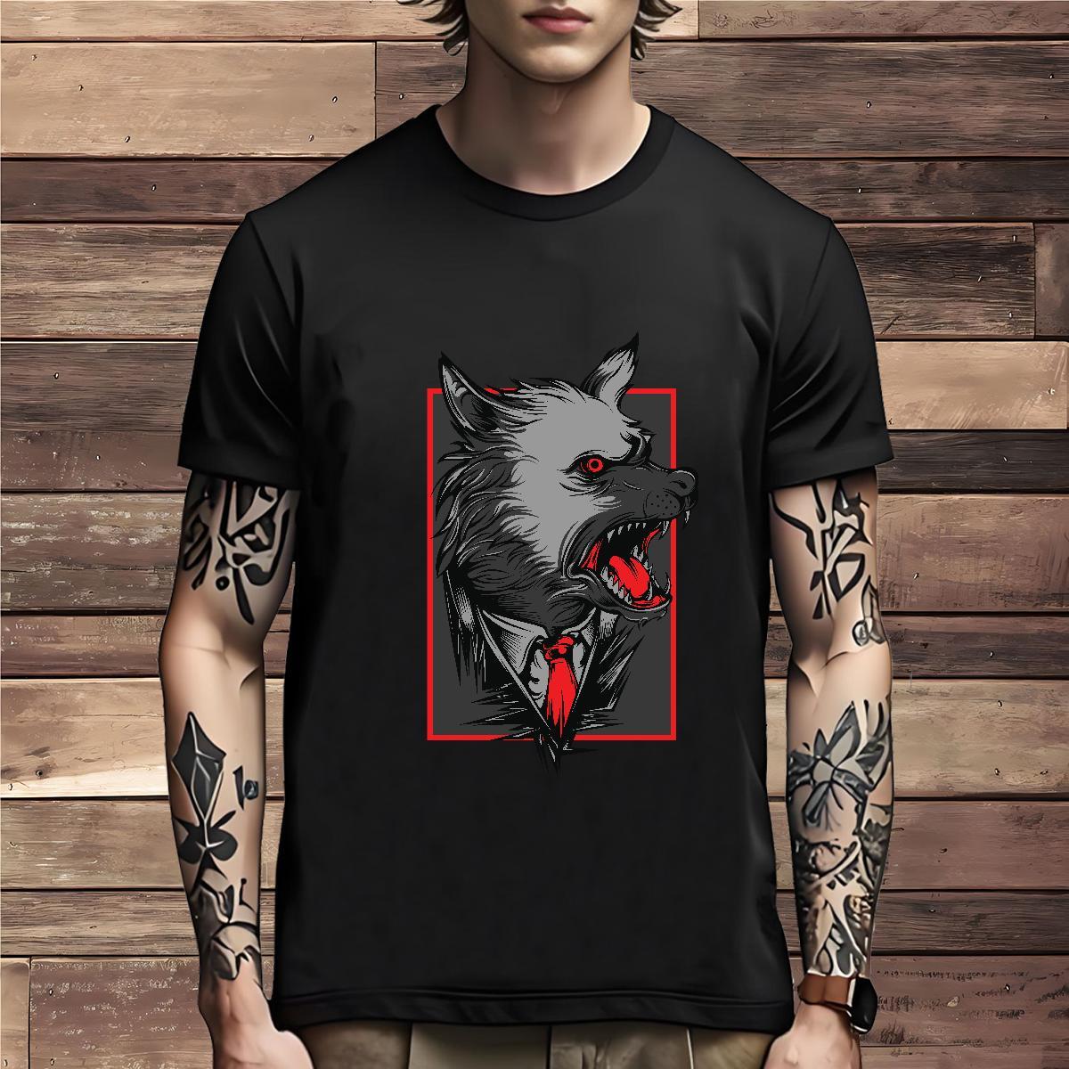TOP Quality T-Shirts wolf O-Neck Short Sleeve Beach Customized Print 230g Cotton Tshirts Free Shipping Tees Shirts