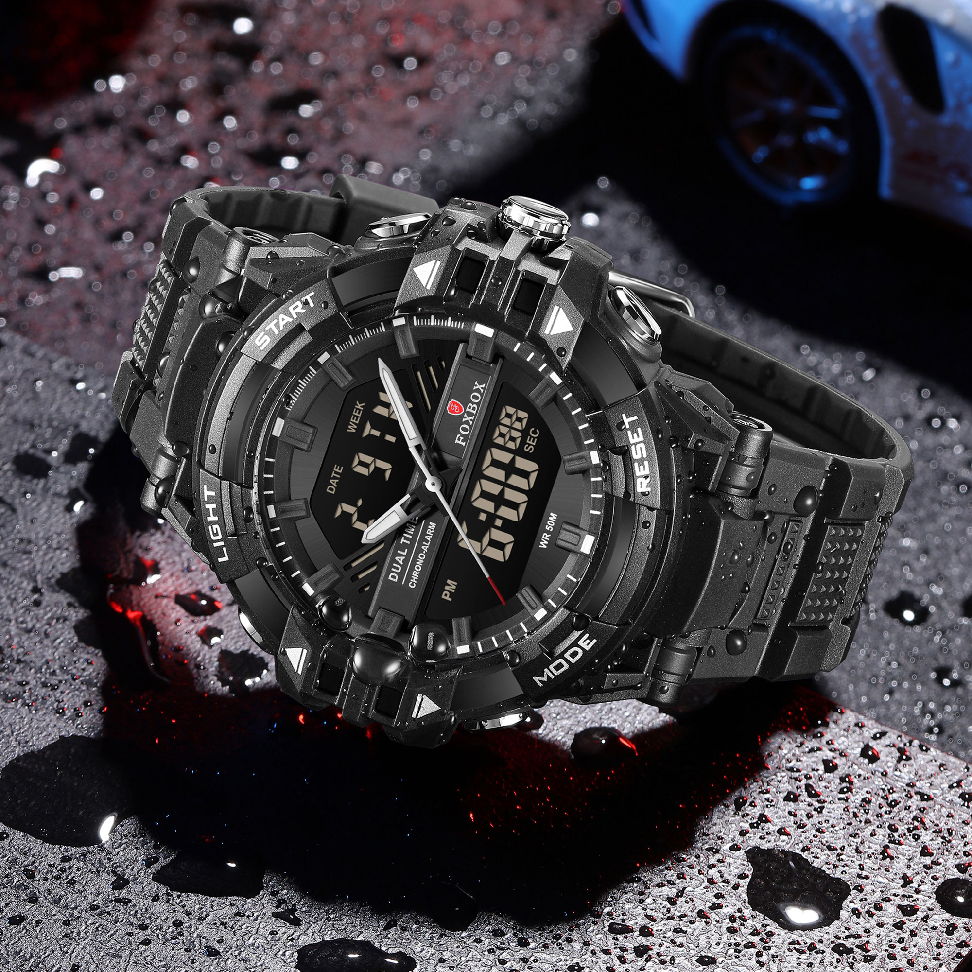 LIGE Outdoor Sports Student Waterproof Night Light Multi functional Men's Dual Display Electronic Watch Fashion Large Dial Watch