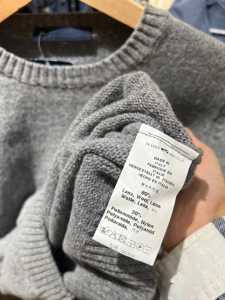 Sweet Blue Slim Knitted Sweater Women Cute Preppy Style Round Neck Autumn Cotton Jumper Vintage Simple Solid Sweaters Tops Y2k 240812