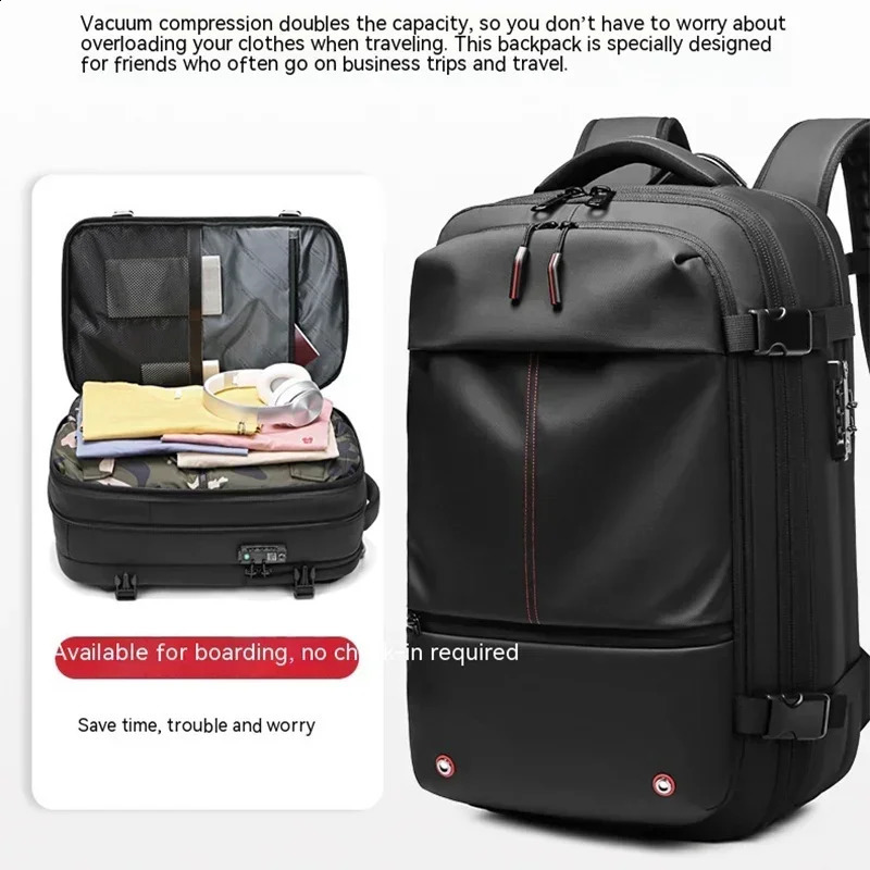 Womens 19 inch laptop backpack vacuum compression travel business large capacity school expansion outdoor bag 240813