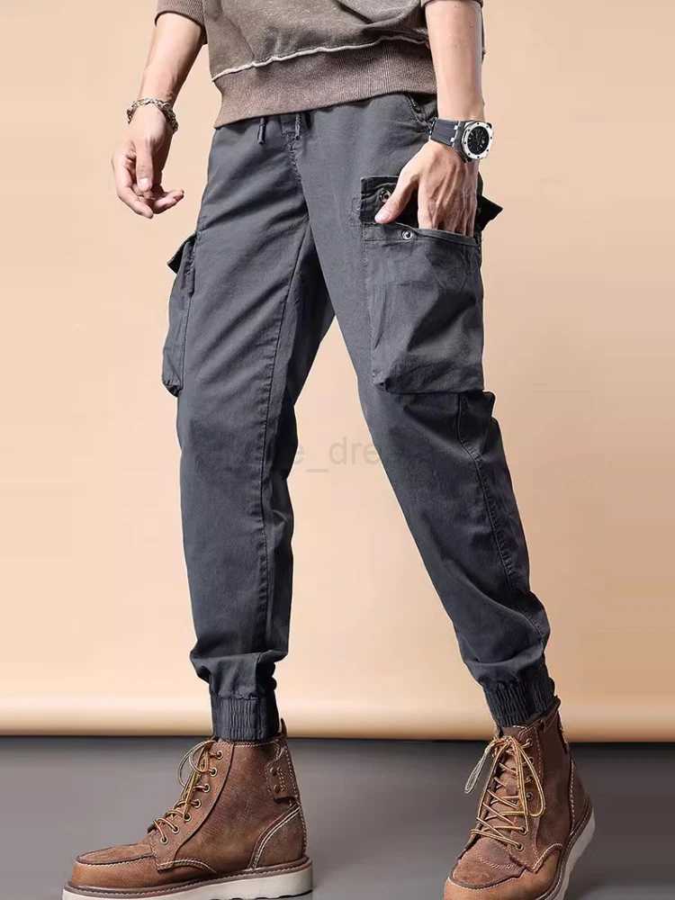 Casual pants for men with wide legs and bound feet Harlan pants for American style heavyweight retro work pantsXJ240813