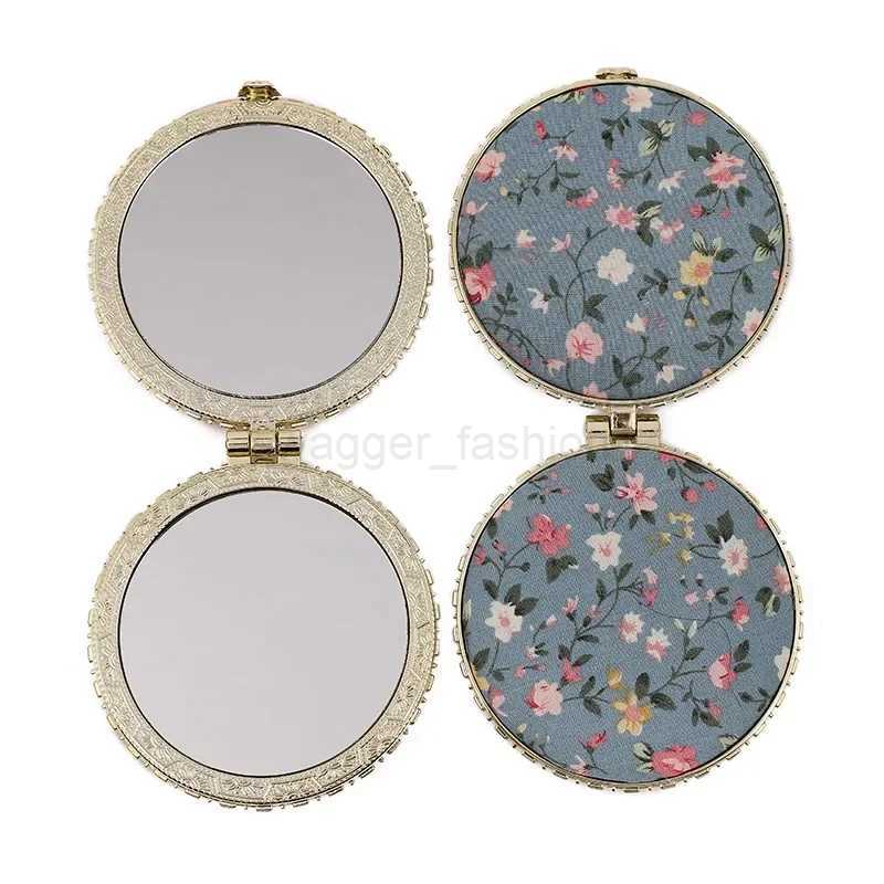 Mini Makeup Compact Pocket Floral Mirror Portable Two-side Folding Make Up Mirror Women Vintage Cosmetic Mirrors for GiftXJ240813