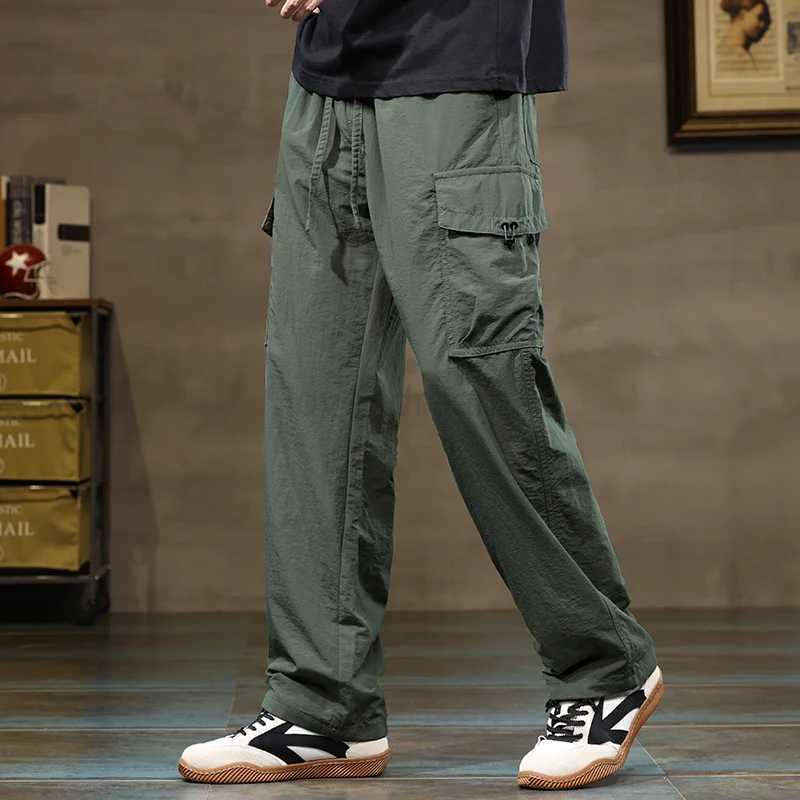 Casual 2024 Spring New Drwastring Waist Full-Length Pants For Mens Outdoor Solid Color Loose Trousers Streetwear Sports JoggersXJ240813