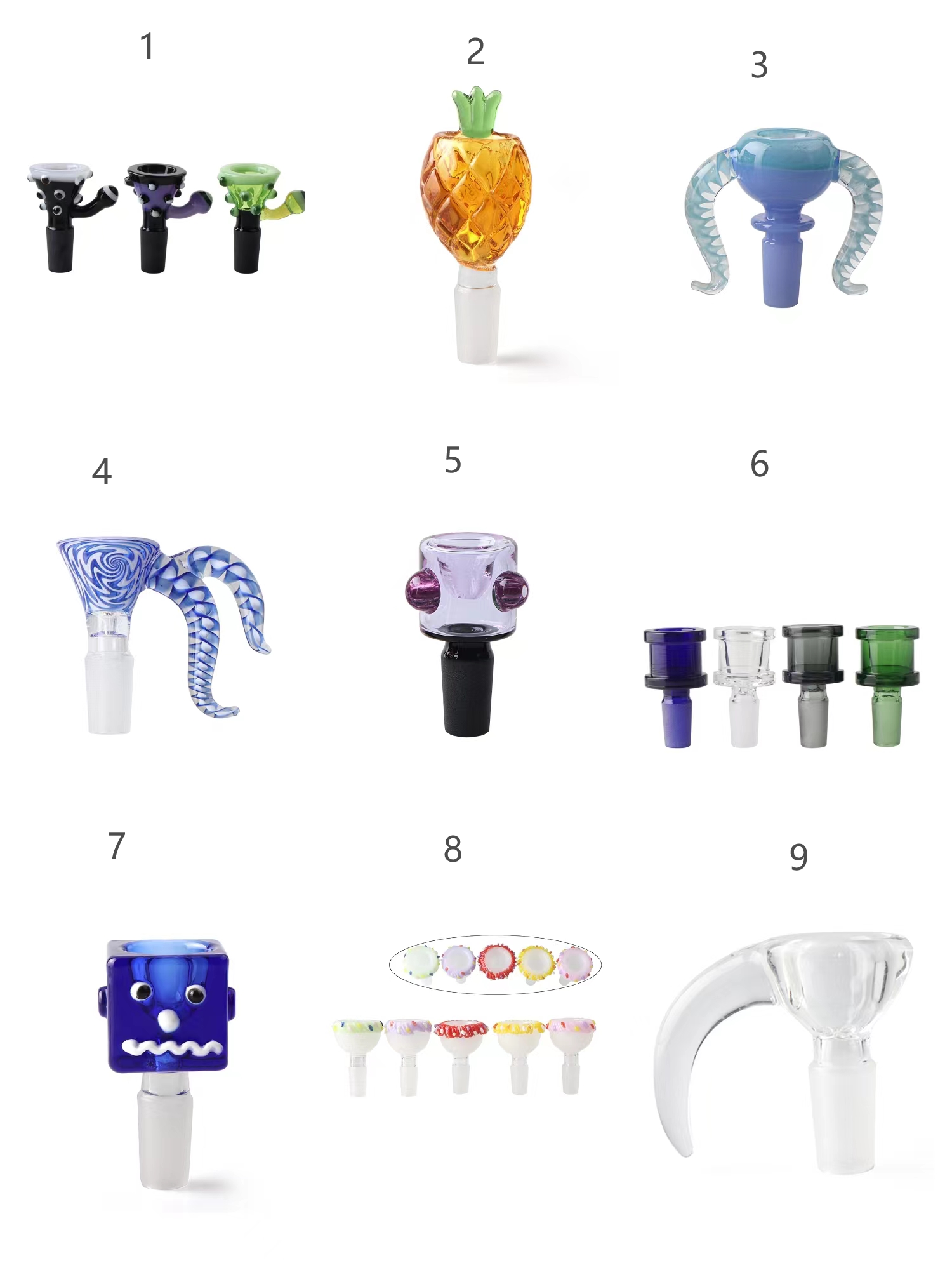 Premium 12 Style Glass Bowl Pieces Female Male 14mm 18mm Coloured Glass Bowls For Oil Rigs Glass Bongs