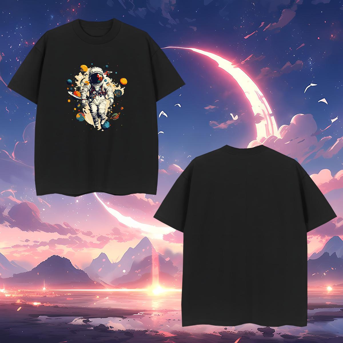 Men T Shirts 100% Cotton 230g universe Beach Crew Neck Custom Anime Men Tops Tees Fashion Casual Popular Wear