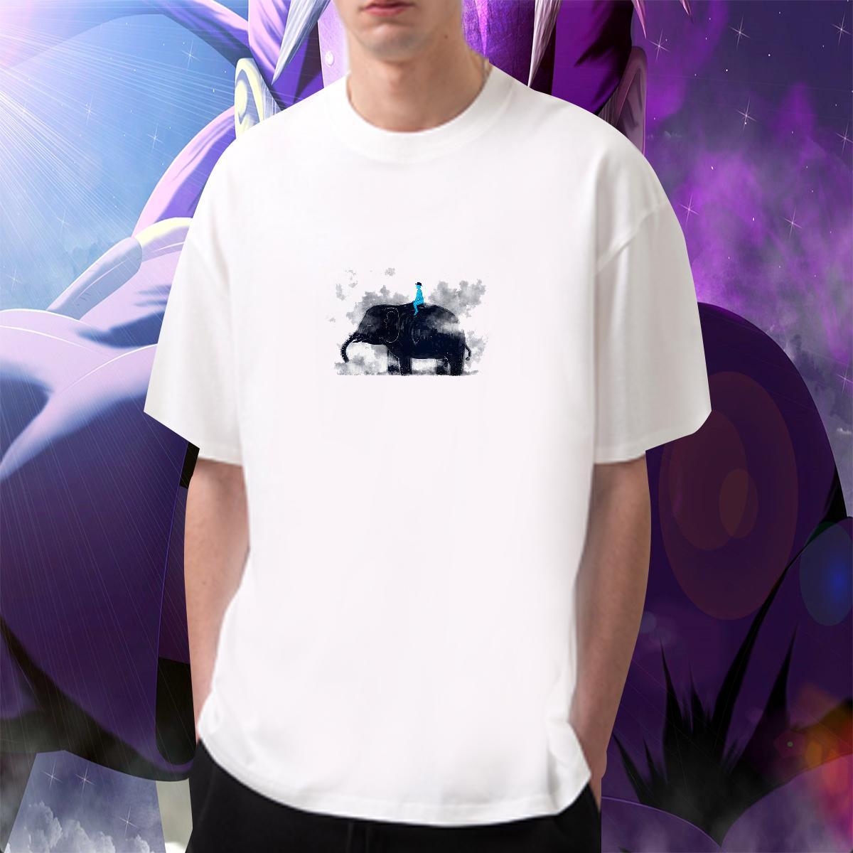 High Quality Elephant T Shirt For Man Hip Hop Street Mens Tshirts 230g Cotton Fashion New Short Sleeve O-Neck Skull Tee Shirt