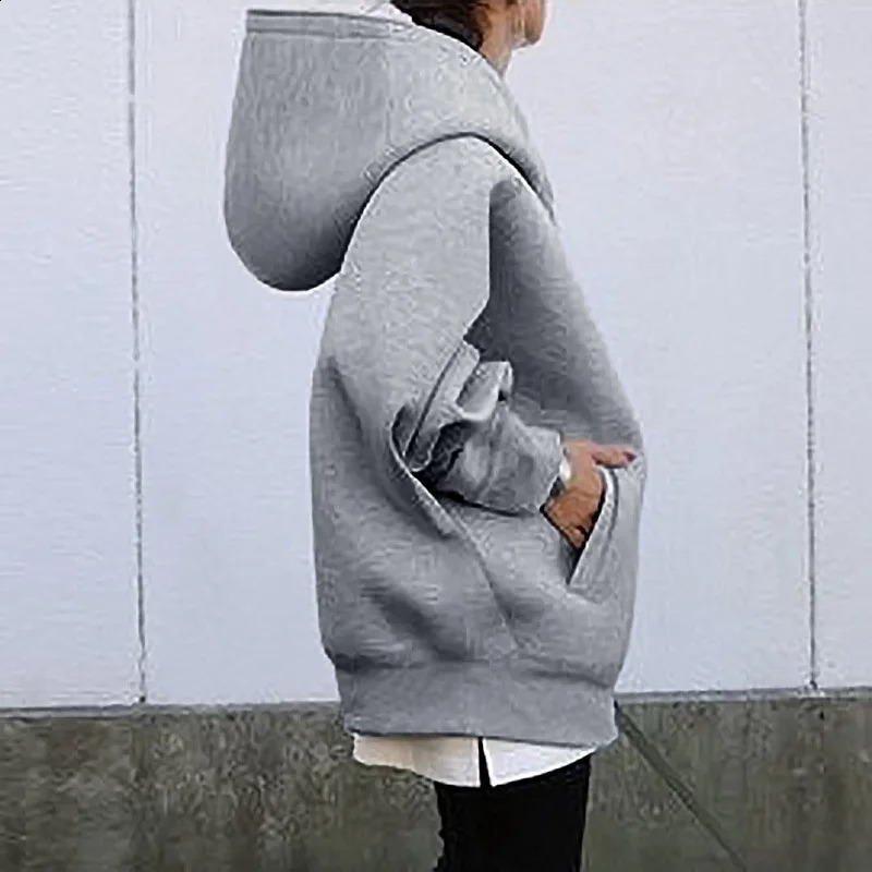 spring large size casual hooded sweater 8XL 7XL 6XL womens fashion zipper pocket fleece hooded sweater 240812