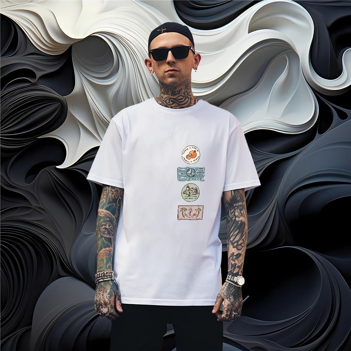 T Shirts Men 230g Pure Cotton tree Street wear Hip Hop Breathable Short Sleeve Oversized 3XL 4XL Men Tops Tees Fashion New Cool Clothes