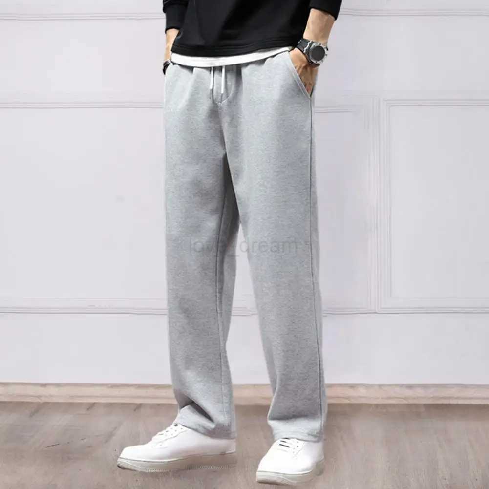 Straight Track Trousers Mens Autumn Casual Jogger Pants Loose Wide Leg Sweatpants with Drawstring Elastic Waist for FashionableXJ240813