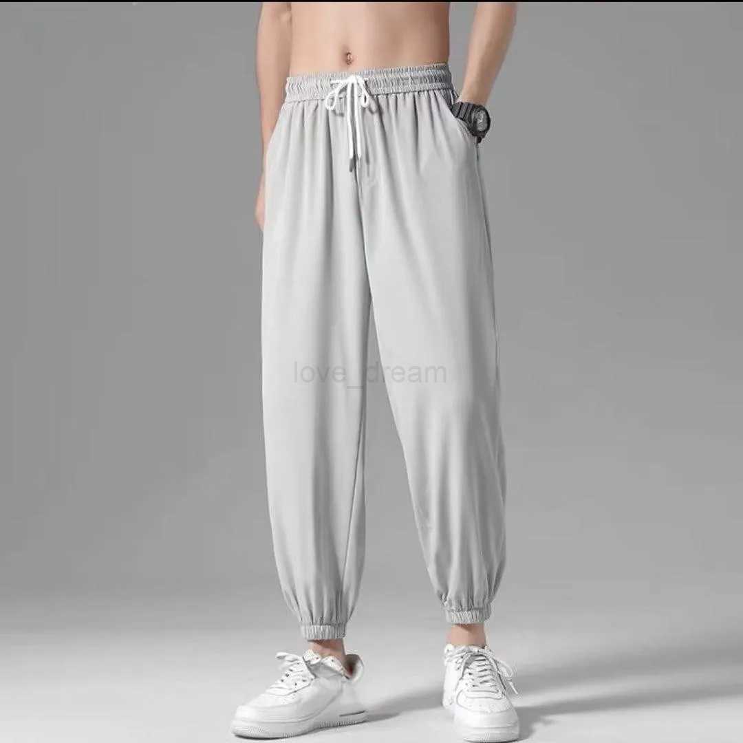 Mens Summer Thin Jogger Hiphop Pants New Men Straight Tube Loose Wide Leg Tied Casual Sports Pants Fashion Mens SweatpantsXJ240813