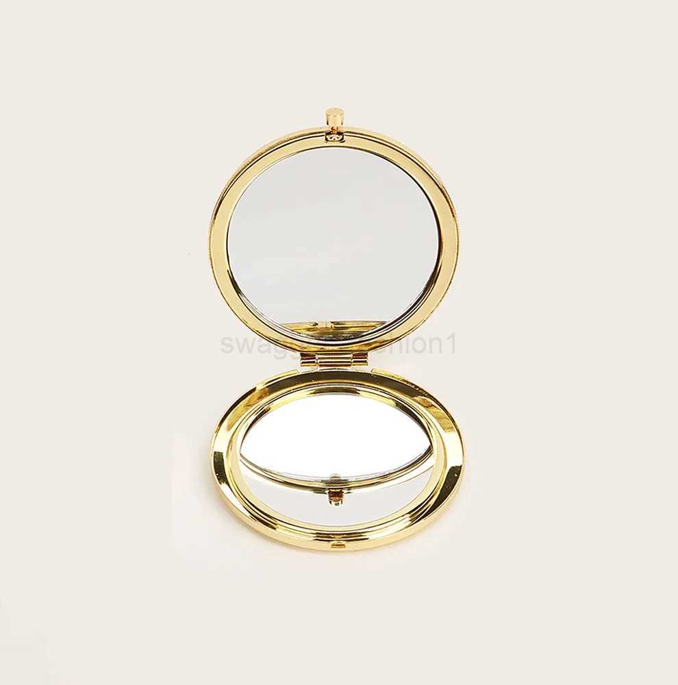 Round Double Side Metal Pocket Mirror Makeup Folding Mirror Hand Held Make Up Mini Mirror Cosmetic Gifts Purse For TravelXJ240813