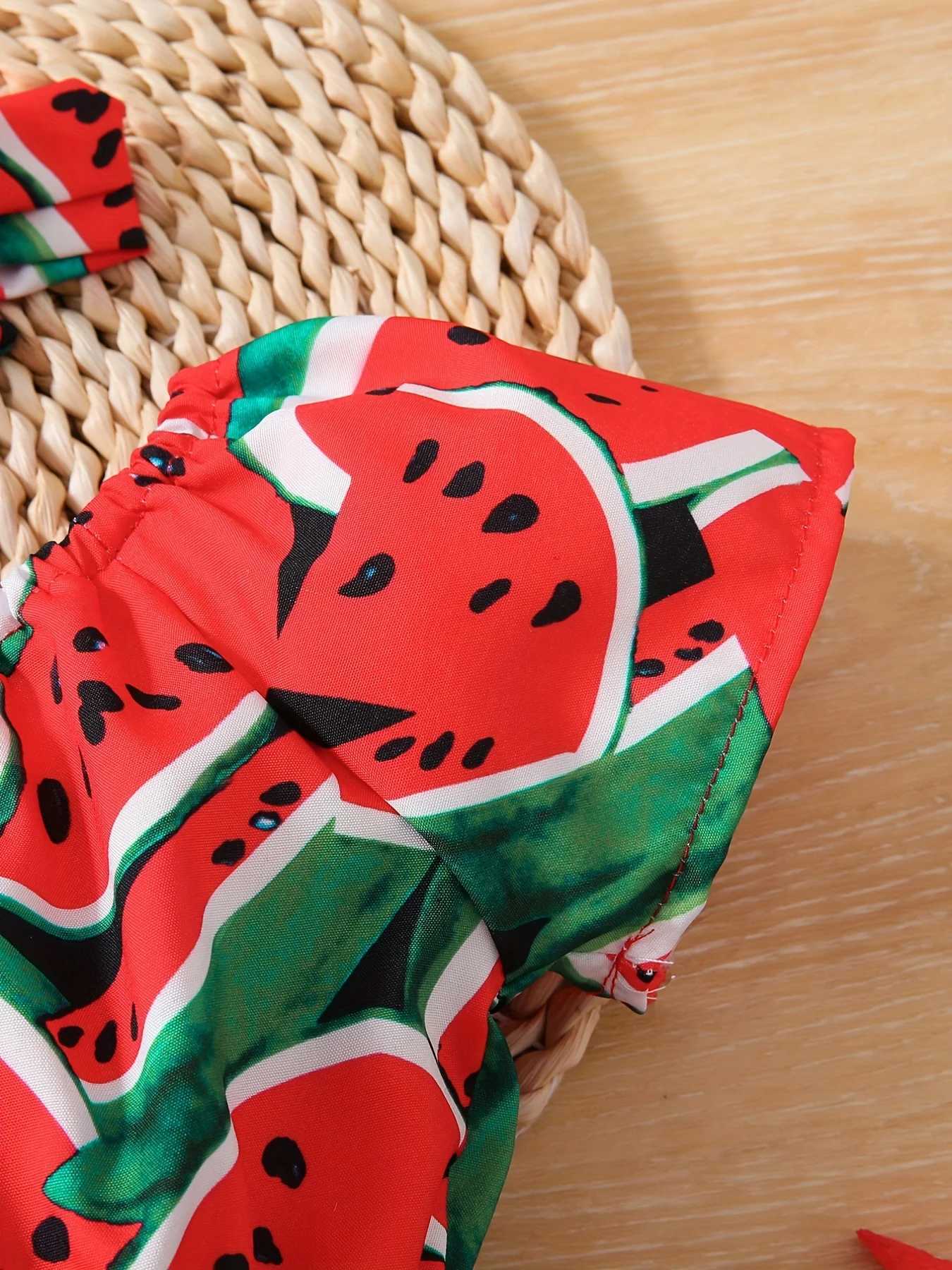 Summer Nap Baby Girl Watermelon Printed Baby Clothing Tight Clothes Onesie+Cute Casual Girl Dress W240812