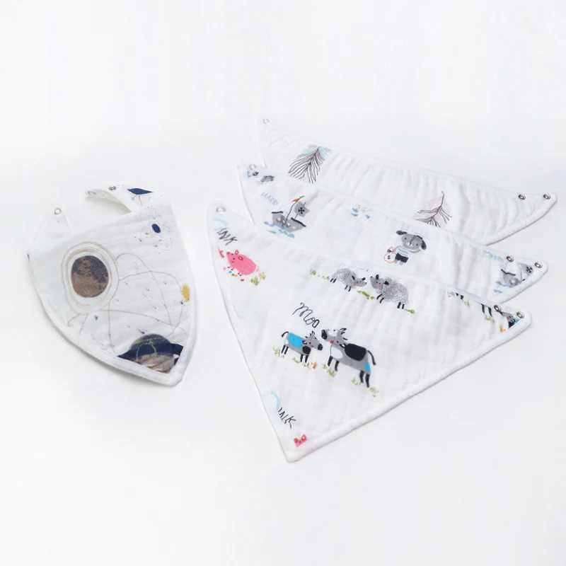 Bibs Burp Cloths Cotton Bamboo Muslin 6 Layers Newborn Baby Bib Saliva Towel Bibs Burp Cloth Infant Toddler Bib Baby Bandana Feeding Apron BavoirL4812