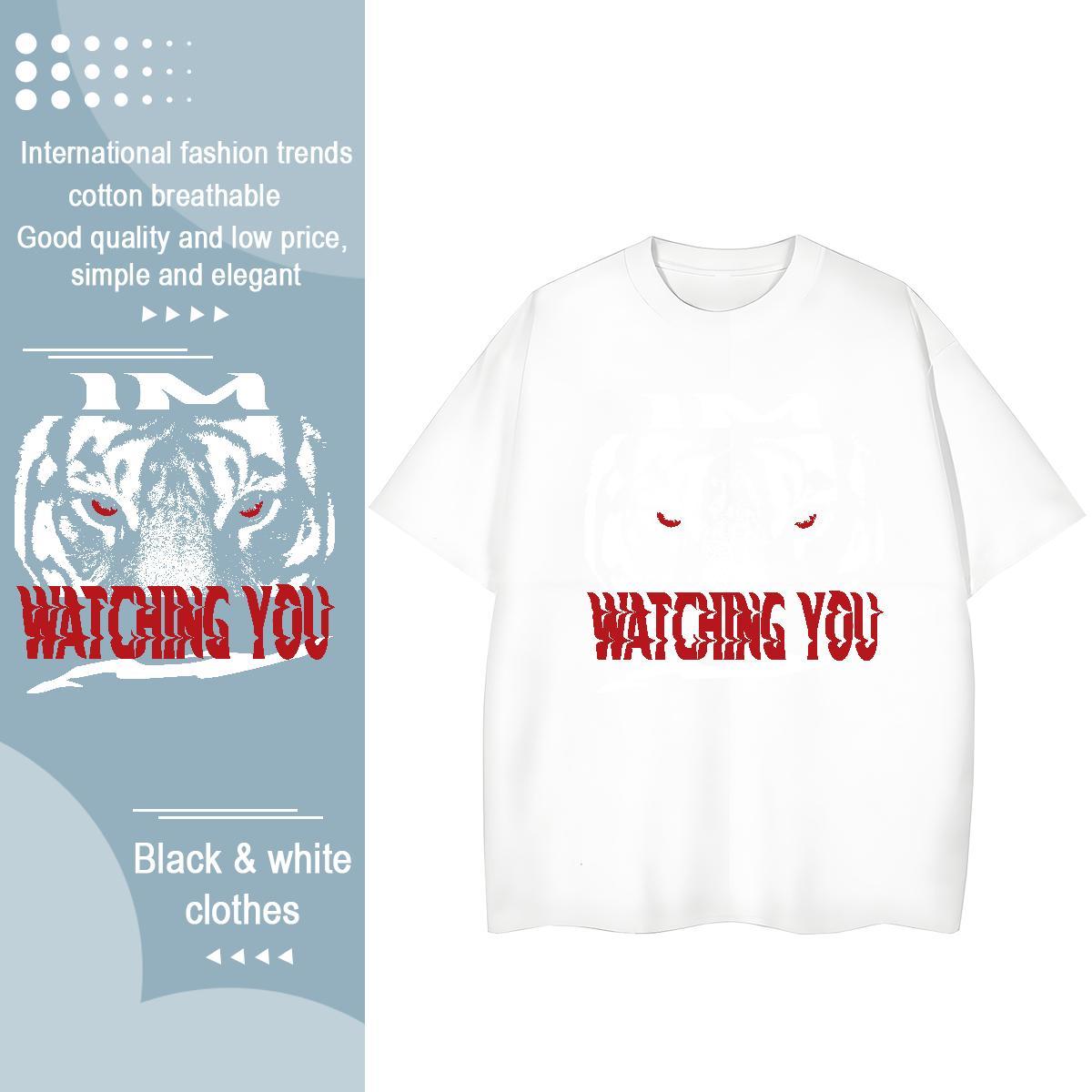 Cool Man T Shirts tiger Round Neck Short Sleeve Beach Anime 230g Cotton Tshirt for Man Woman Classic Casual Wear