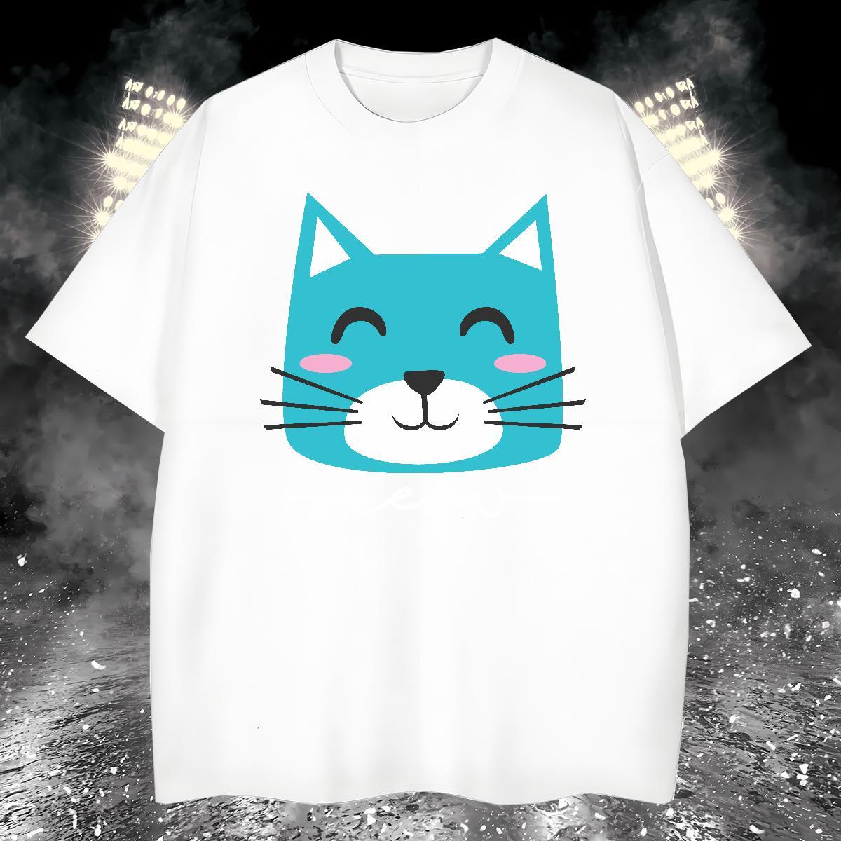High Quality T Shirt For Man cat Breathable Short Sleeve Home Outdoor White Plus Size 230g 100% Cotton Men Tops Tees 2024 Tops Shirt