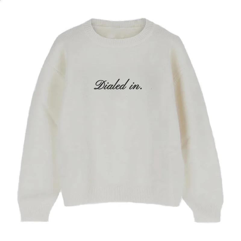 Mens Knitted Sweater with American Street Letter Graphic Printing Loose Harajuku Couple Y2k Retro White Casual Pulling 240812