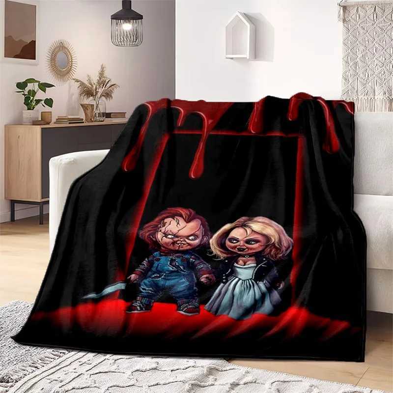 Halloween Throw Blanket Horror film Chucky Annabelle Blanket Soft Home Plush Sheet Sofa Cover all Seasons Travel Warm BlanketXJ240813