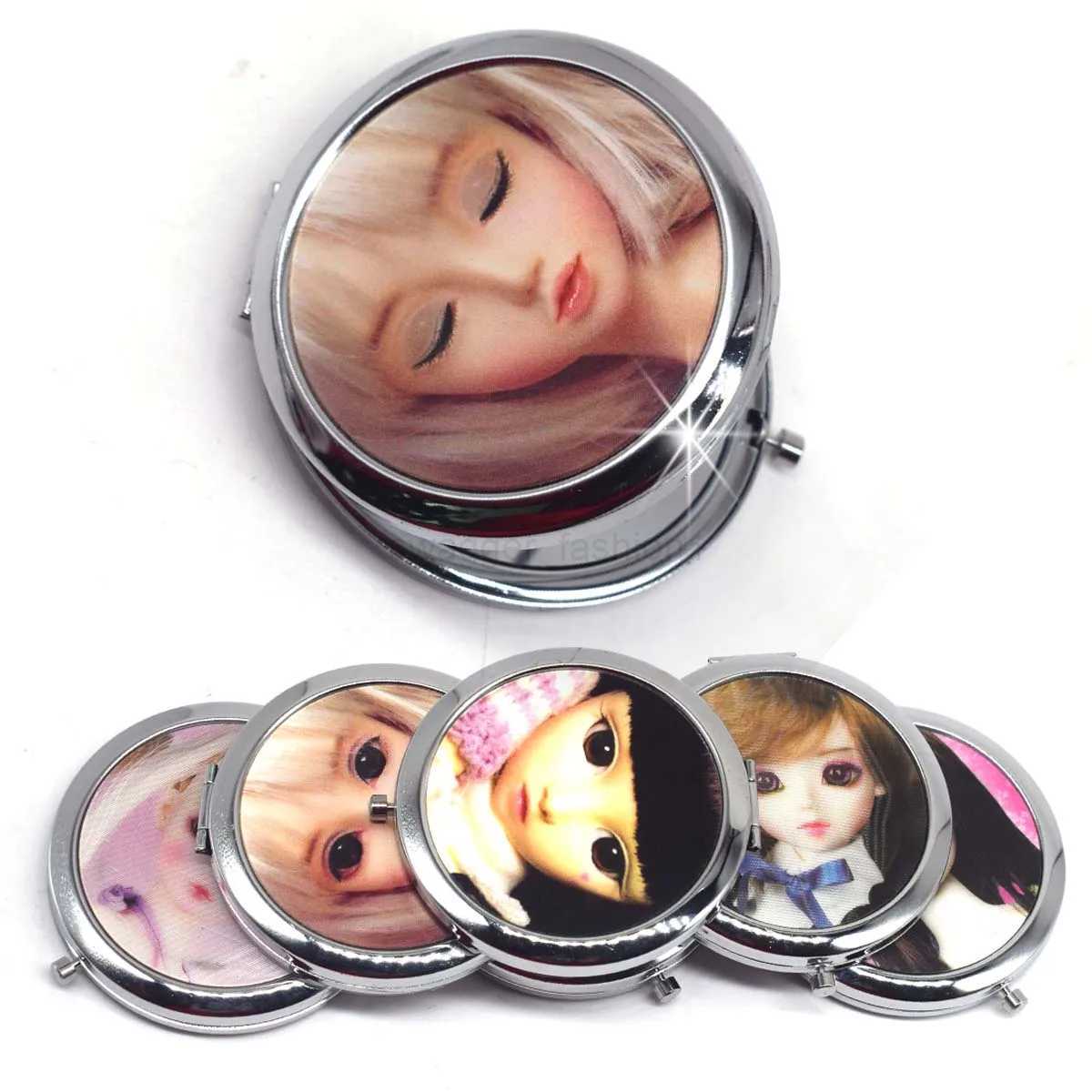 Cute Doll Mini Pocket Makeup Mirror Cosmetic Compact Portable Mirrors Dual Sides Stainless Steel Cosmetic Makeup MirrorsXJ240813