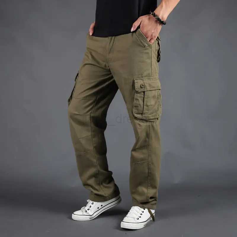 Mens Pants Large Size Multi-pocket Loose Overalls Outdoor Sports Training Jogging Casual Pants Loose And ComfortableXJ240813