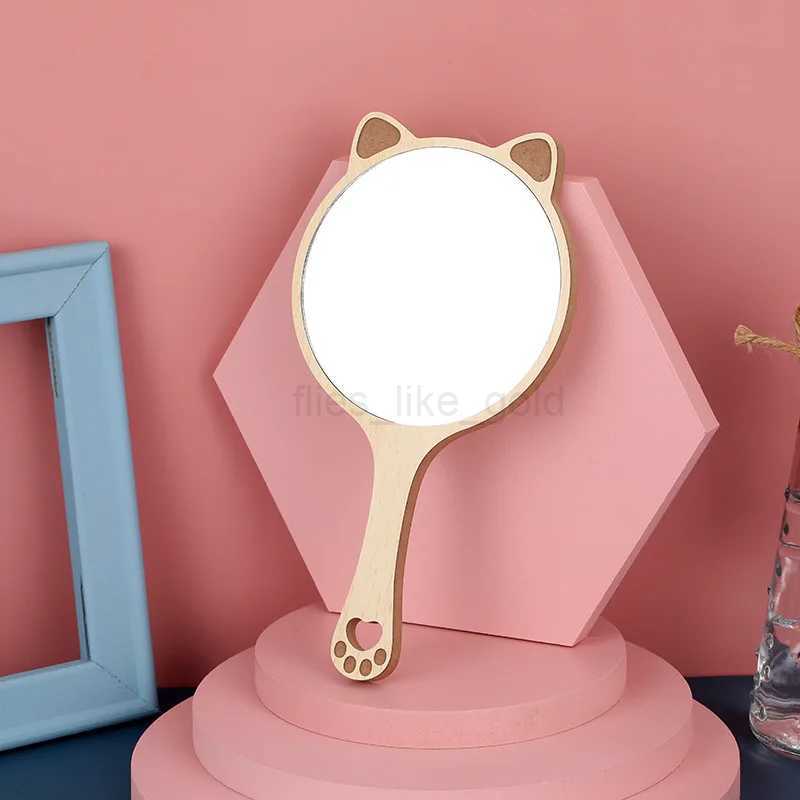 Hand mirror Creative design makeup handheld makeup mirror with handheld makeup mirror cute cat ear mirror W240813